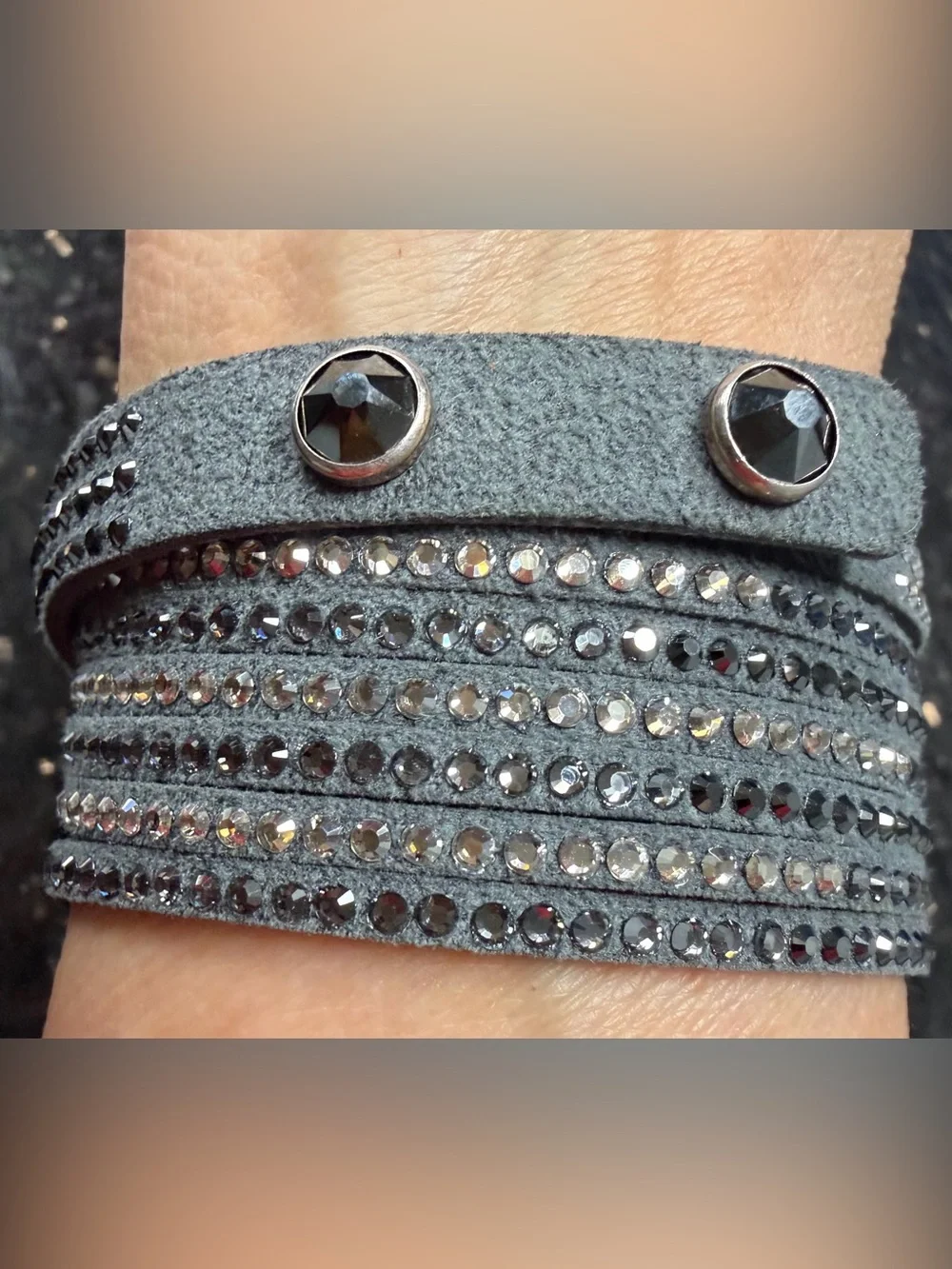 Touchstone Crystal Dark Grey Wrap Bracelet, rarely worn, LIKE NEW!!